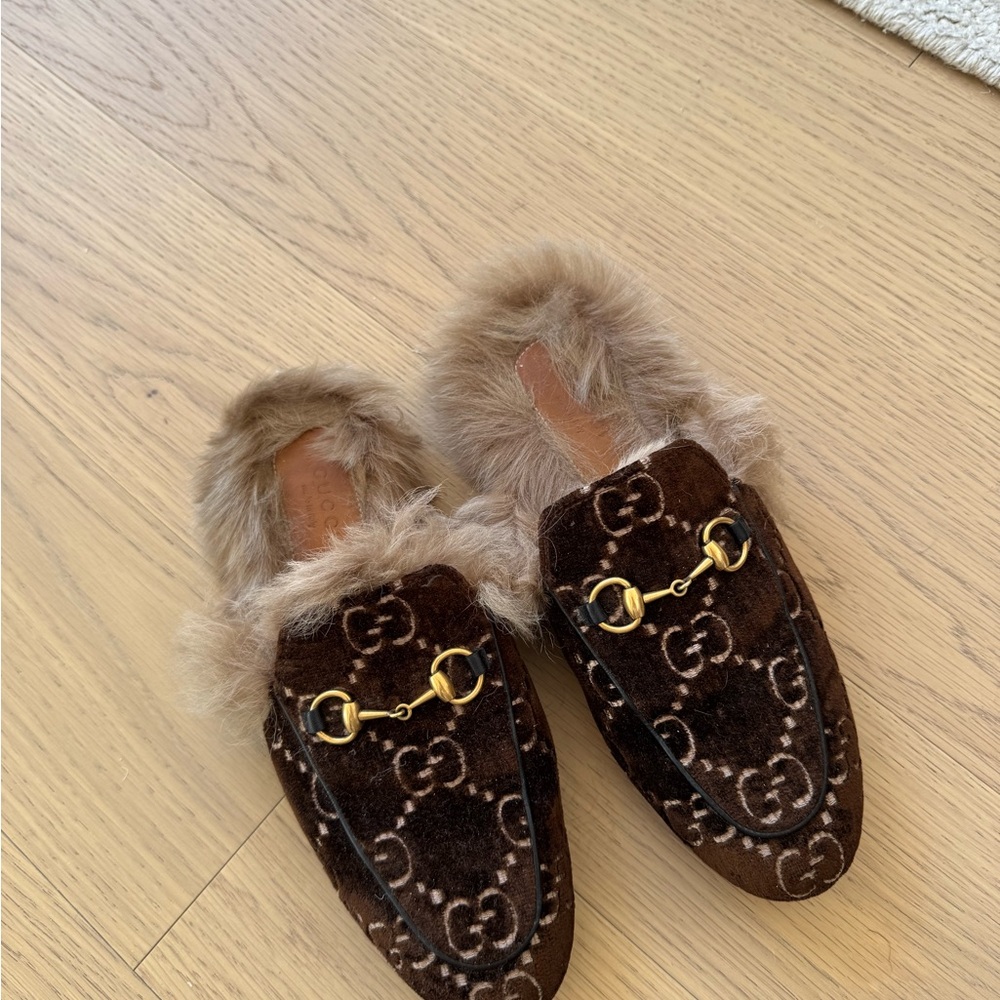Gucci Brown Fur Lined Loafers - Picture 3 of 7